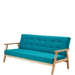 Klappcouch in Petrol & Eukalyptus Natur - Barne
