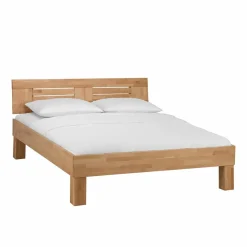 Klar lackiertes Holzbett Thivios aus Buche massiv