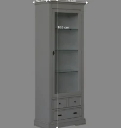 Klassische Vitrine in Antikweiß mit LED Licht - Annot