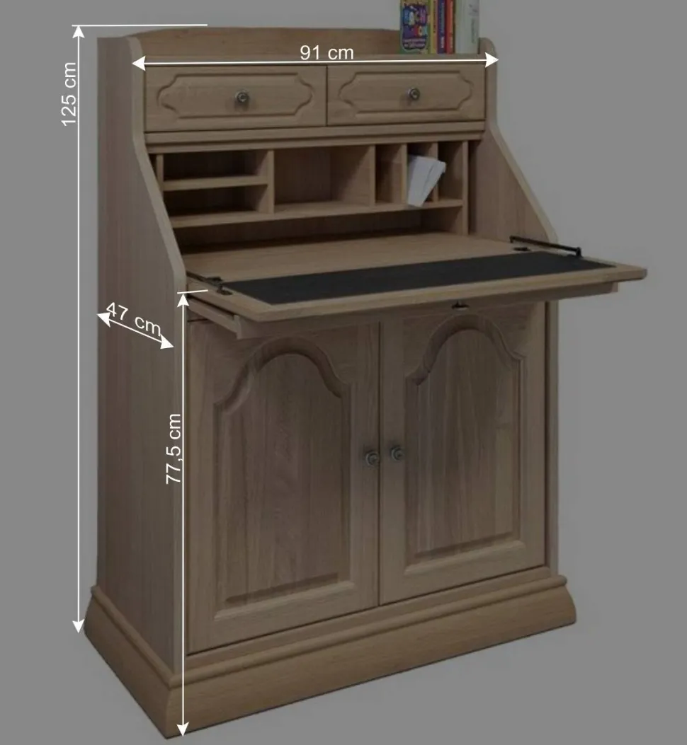 Klassischer Schreibschrank Sekretär aus Eiche - Hamptony