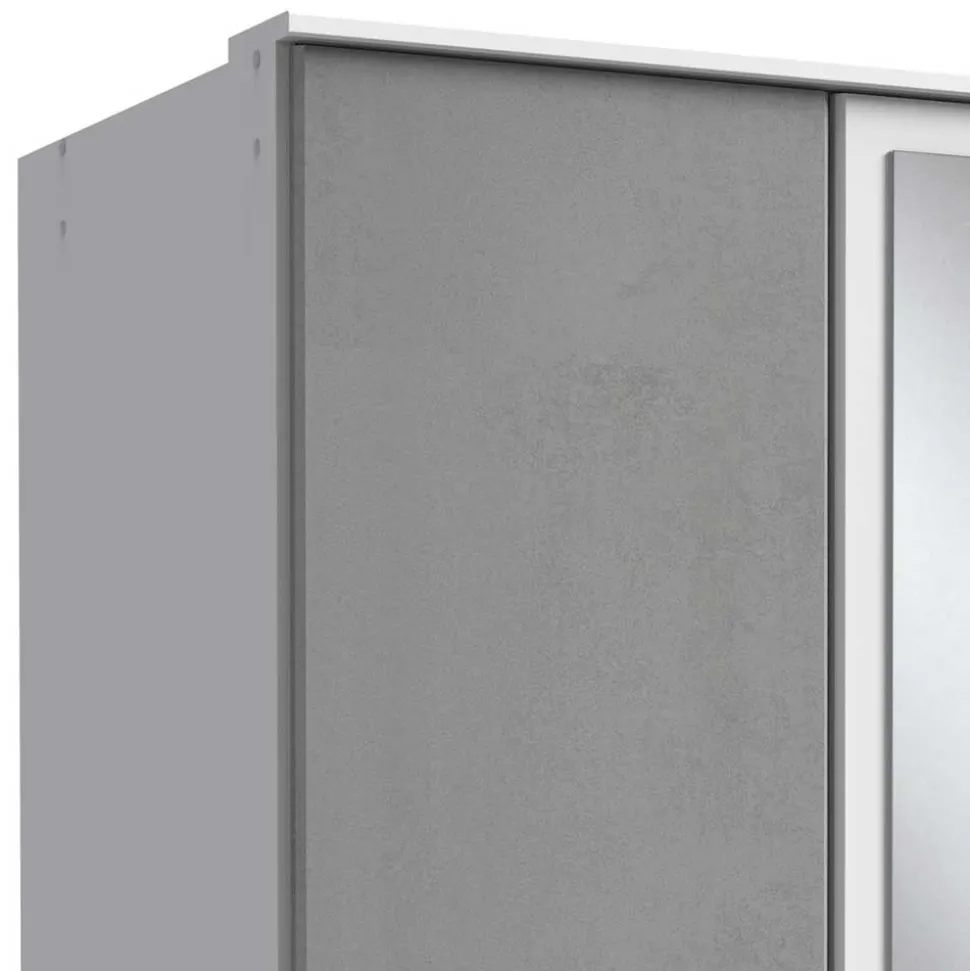 Kleiderschrank in Betonoptik Lichtgrau & Weiß - Karimos