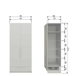 Kleiderschrank in Hellgrau - Anela