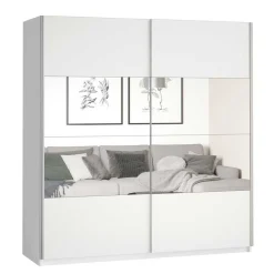 Kleiderschrank mit 2 Schwebetüren in Weiß - Juleste