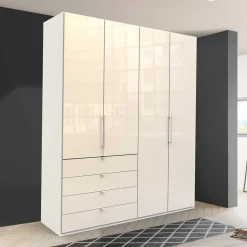 Kleiderschrank mit Falttüren in Cremefarben Glas Front - Zidarie
