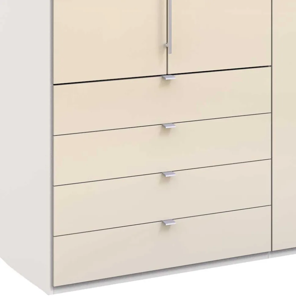 Kleiderschrank mit Falttüren in Cremefarben Glas Front - Zidarie