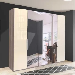Kleiderschrank mit Glasfront - Spiegel & Creme - Bernau