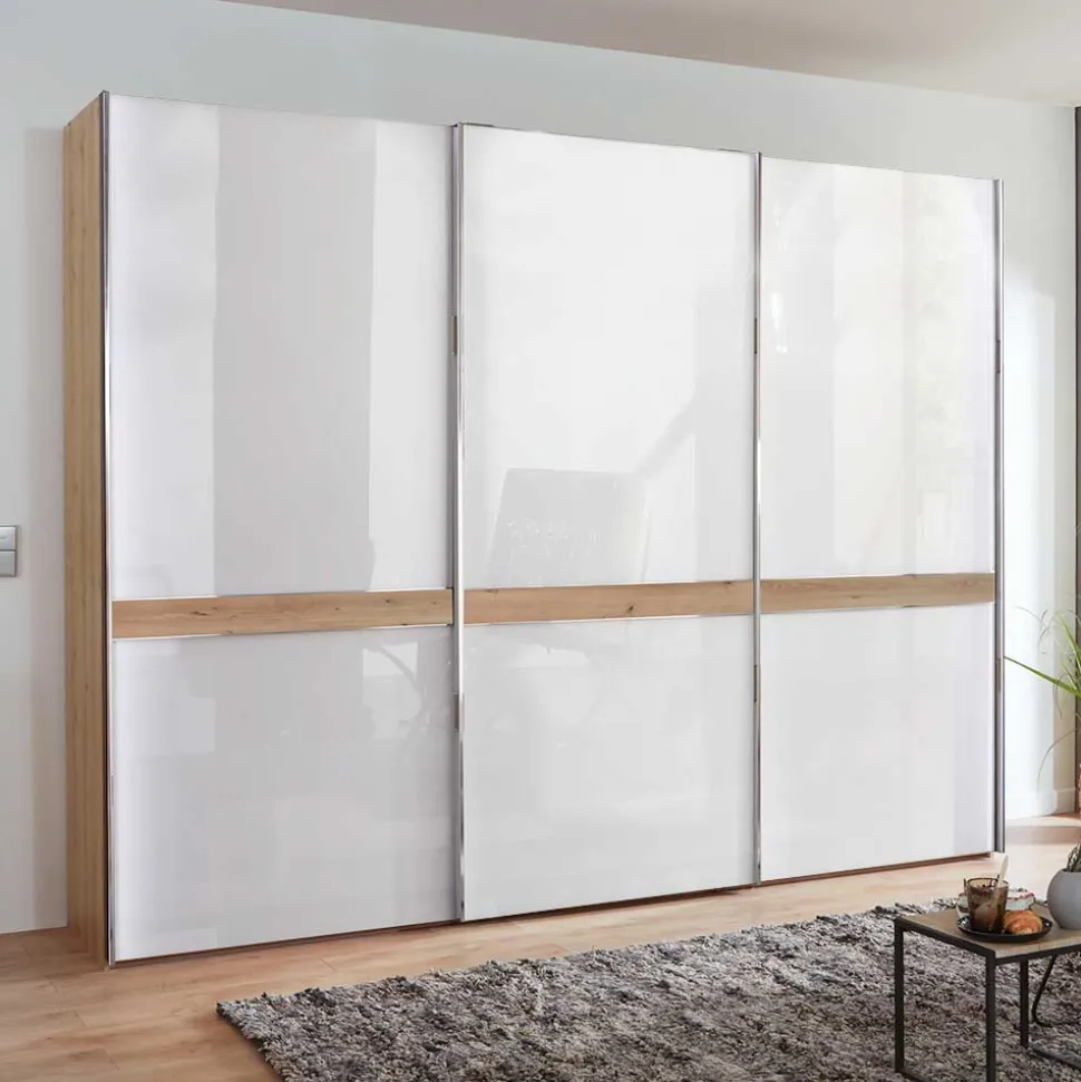 Kleiderschrank mit Schwebetüren in Weiß - Tessina