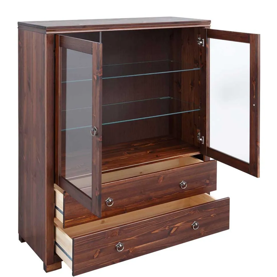 Kleiner Vitrinenschrank in Dunkelbraun - Luvin