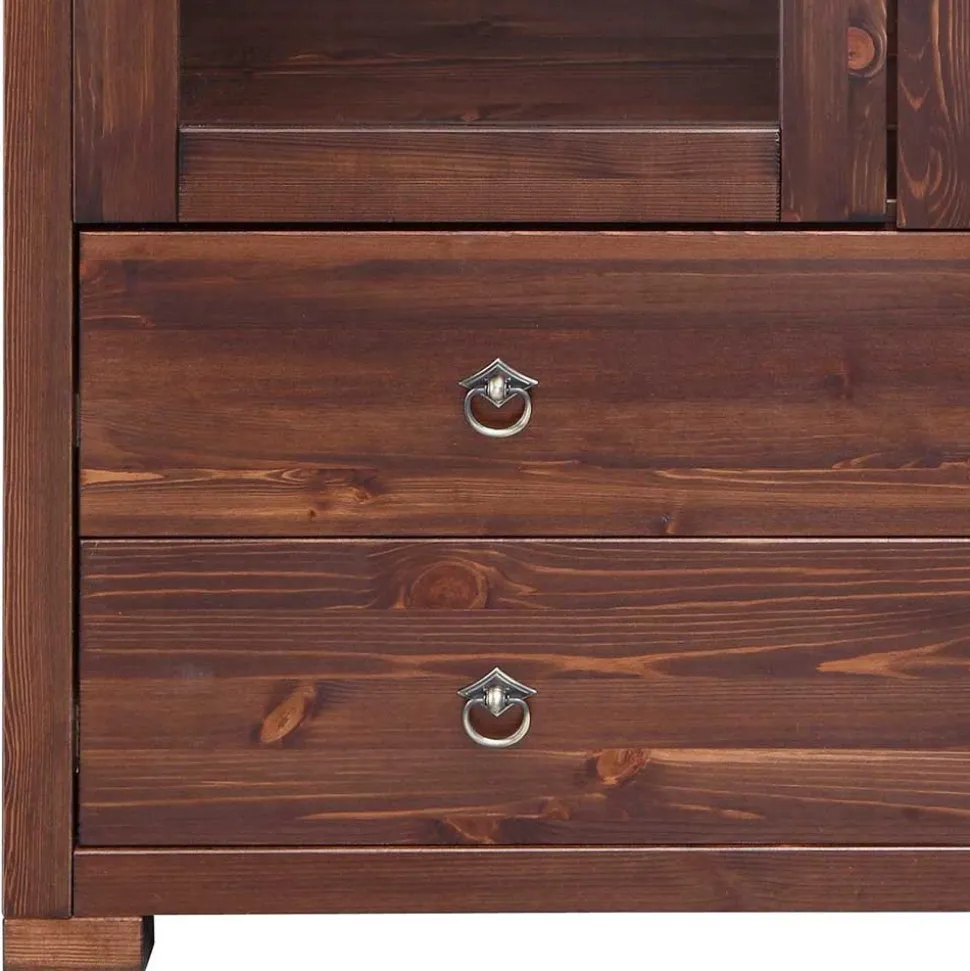 Kleiner Vitrinenschrank in Dunkelbraun - Luvin