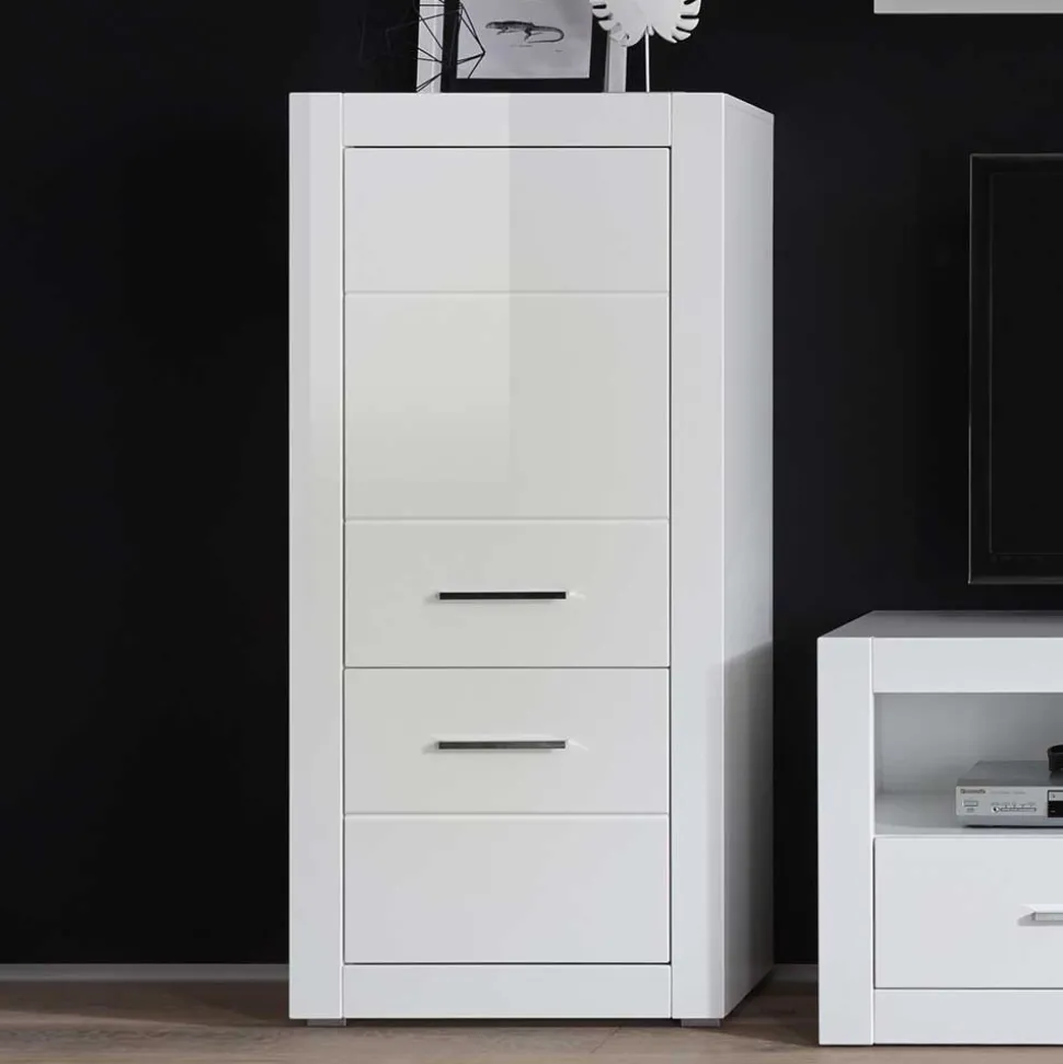 Kleiner Wohnraum Schrank in Weiß Hochglanz Yulis 2-türig