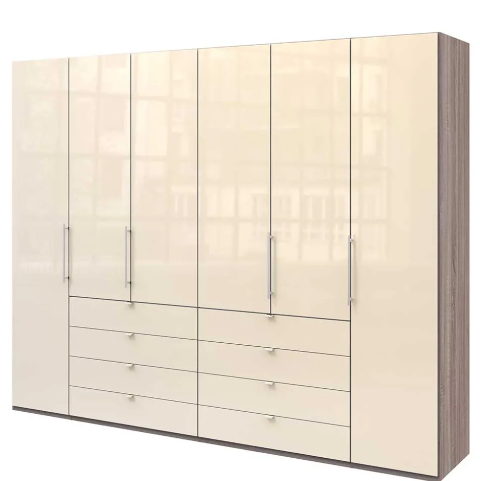 Kombi Kleiderschrank in Creme Glas - Tauron
