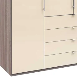 Kombi Kleiderschrank in Creme Glas - Tauron