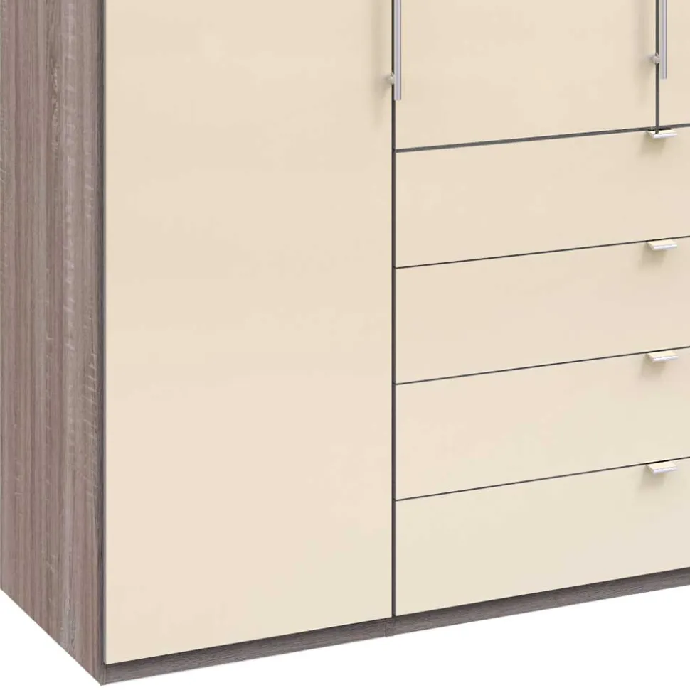 Kombi Kleiderschrank in Creme Glas - Tauron