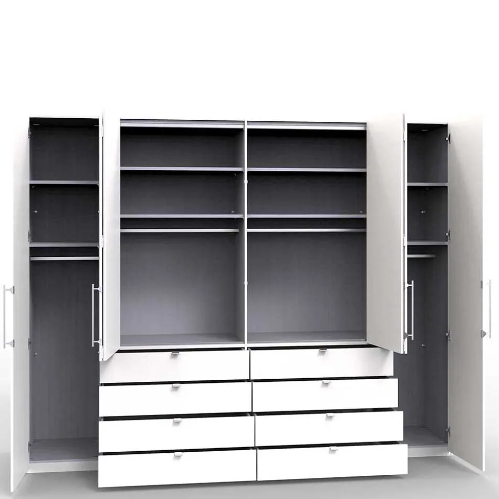 Kombi Kleiderschrank in Creme Glas - Tauron