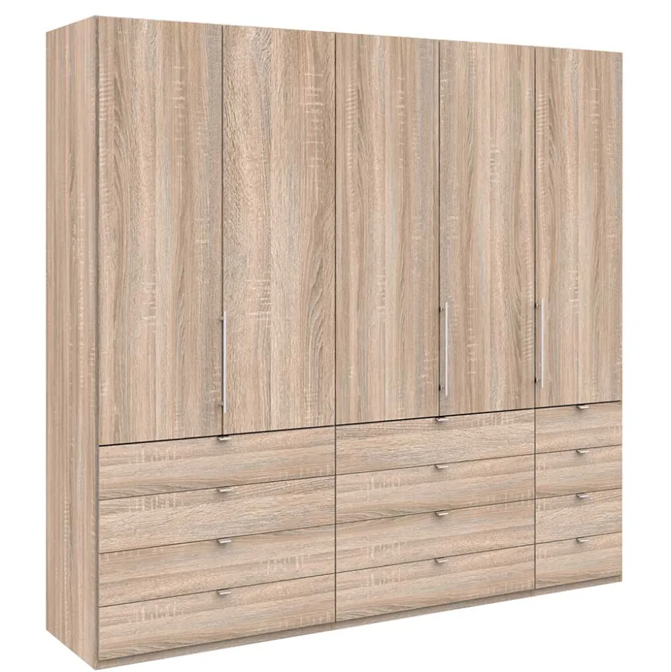 Kombi Kleiderschrank in Eiche sägerau Holzoptik - Zayun