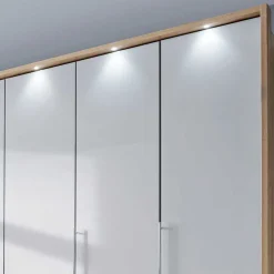 Kombi Kleiderschrank in Weiß Glas & Eiche Bianco - Nuetran