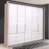 Kombi Schlafzimmer-Kleiderschrank in Weiß Glas - Bosays