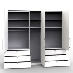 Kombi Schlafzimmer-Kleiderschrank in Weiß Glas - Bosays