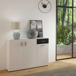 Kombi-Kommode in Weiß mit Schwarz - Massa