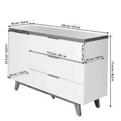 Kombi-Kommode in Weiß und Kerneiche - Xuana