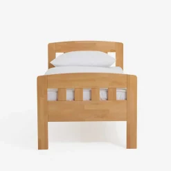 Komfort-Einzelbett Label aus Massivholz Buche klar lackiert