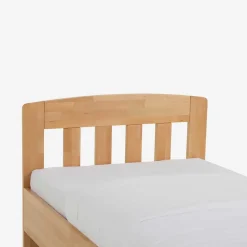Komfort-Einzelbett Label aus Massivholz Buche klar lackiert