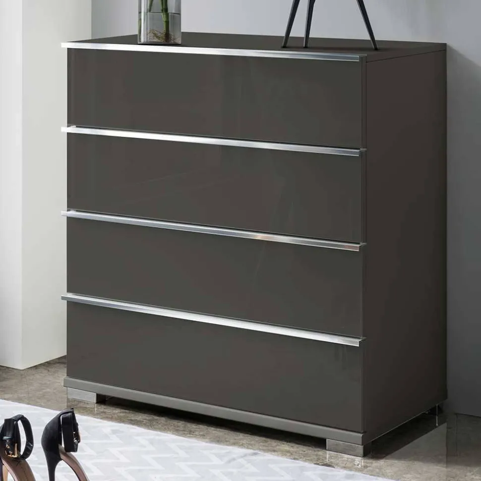 Kommode in Braun mit Glasfront - Madita