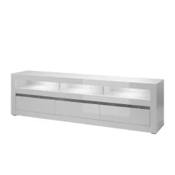 Kompakte TV Wand in Weiß Hochglanz Mextra mit Lowboard (zweiteilig)