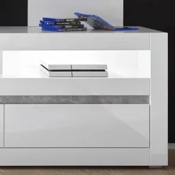 Kompakte TV Wand in Weiß Hochglanz Mextra mit Lowboard (zweiteilig)