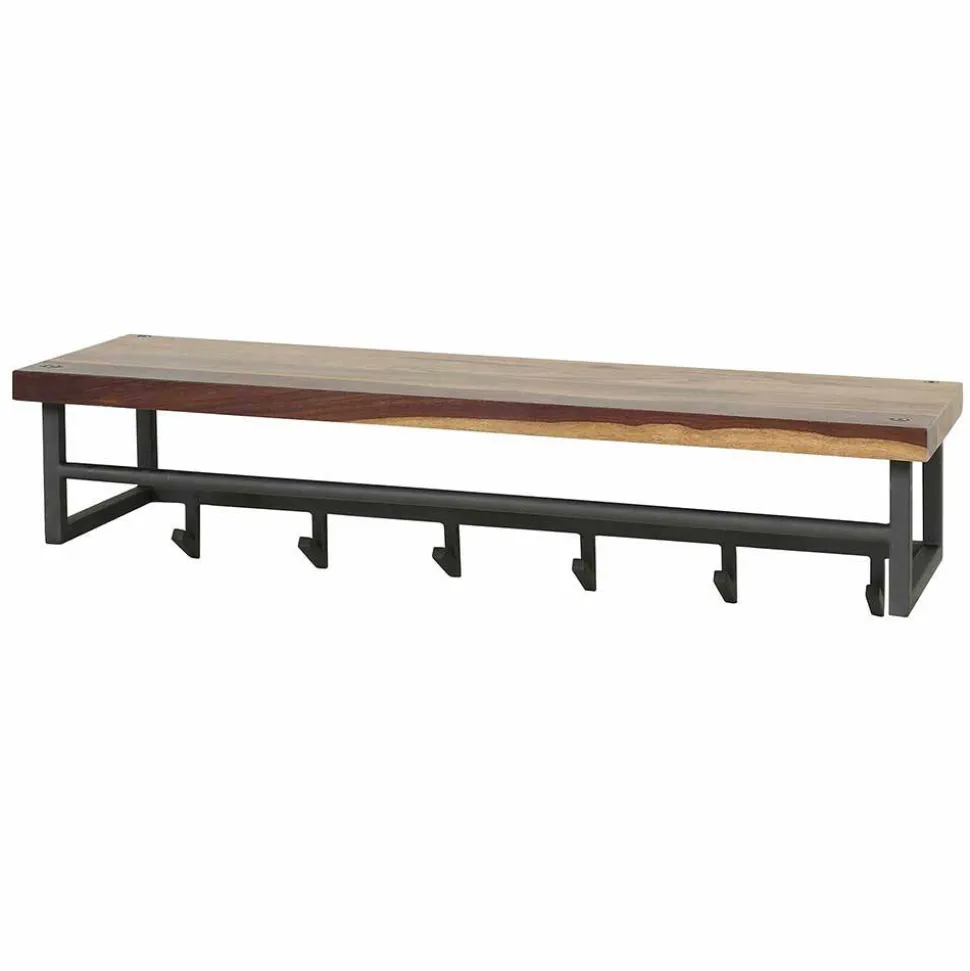 Kompakte Wandgarderobe aus Nussbaum massiv - Ilona