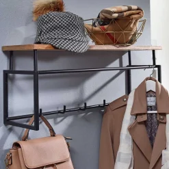 Kompakte Wandgarderobe mit Holz Hutboden - Burgossi