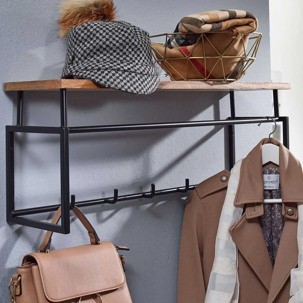 Kompakte Wandgarderobe mit Holz Hutboden - Burgossi