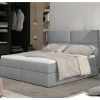 Komplettbett mit Samtbezug in Hellgrau - Yusephia