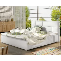 Kunstleder Doppelbett in Weiß - Vagos