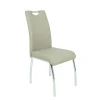 Kunstleder Essstuhl in Beige & Chrom - Jenna (Set)