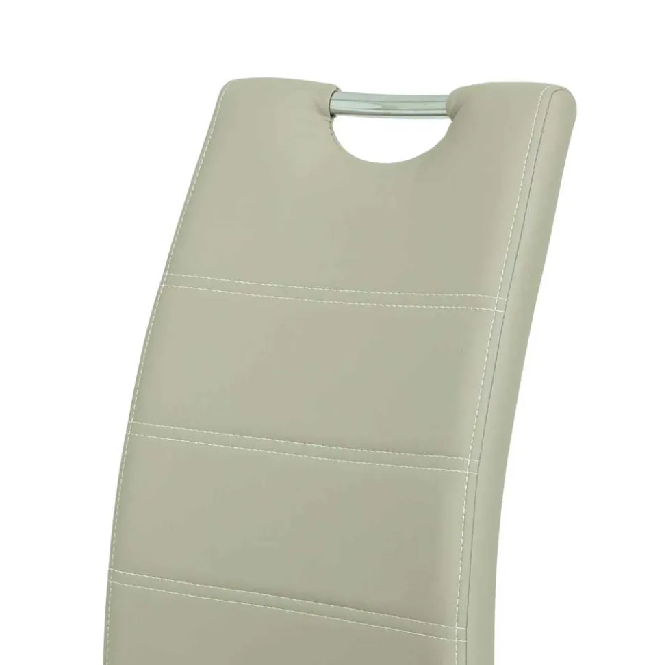Kunstleder Essstuhl in Beige & Chrom - Jenna (Set)