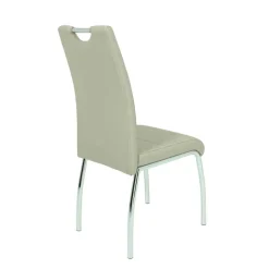 Kunstleder Essstuhl in Beige & Chrom - Jenna (Set)