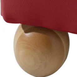 Kunstleder Ohrensessel in Rot mit Buche - Lefona