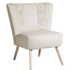 Kunstleder Retrosessel in Beige und Buche - Sylverta