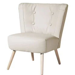 Kunstleder Retrosessel in Beige und Buche - Sylverta