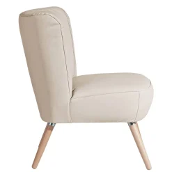 Kunstleder Retrosessel in Beige und Buche - Sylverta