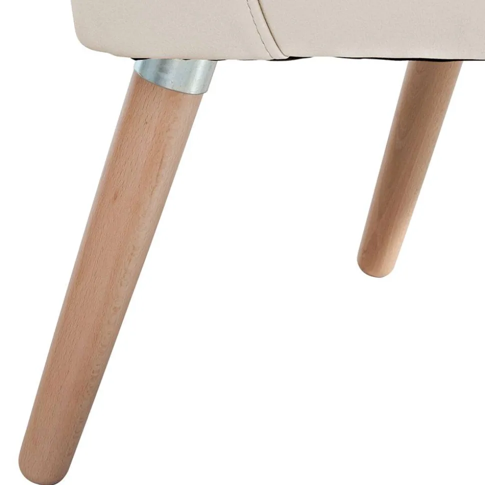 Kunstleder Retrosessel in Beige und Buche - Sylverta