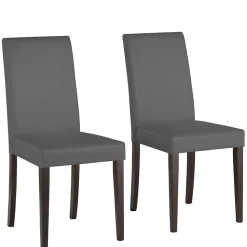 Kunstleder Stühle in Grau mit Wenge - Burina (2er Set)