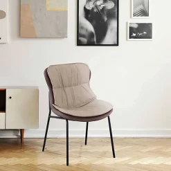 Kunstleder Stuhl in Beige und Hellbraun - Buhama