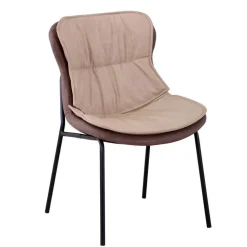 Kunstleder Stuhl in Beige und Hellbraun - Buhama