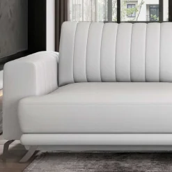 Kunstleder-Schlafsofa in Weiß - Filax