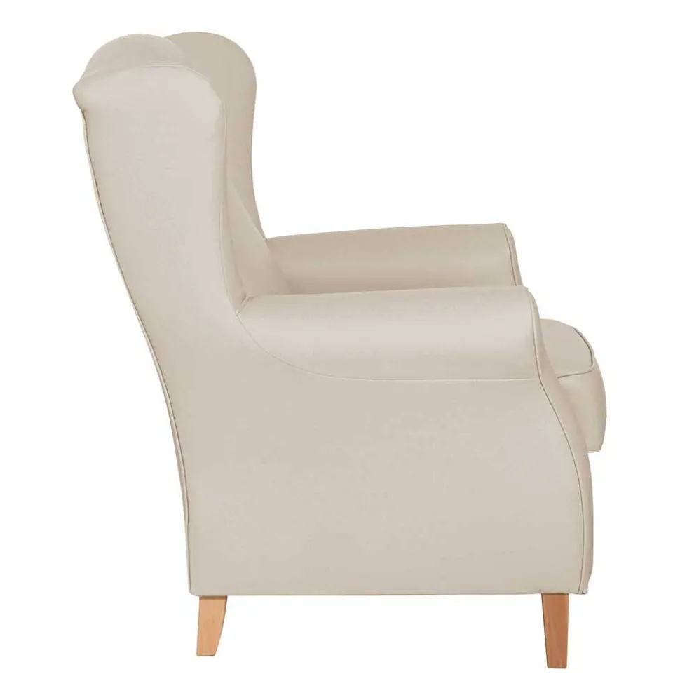 Kunstledersessel in Beige mit Buche Natur - Charleen