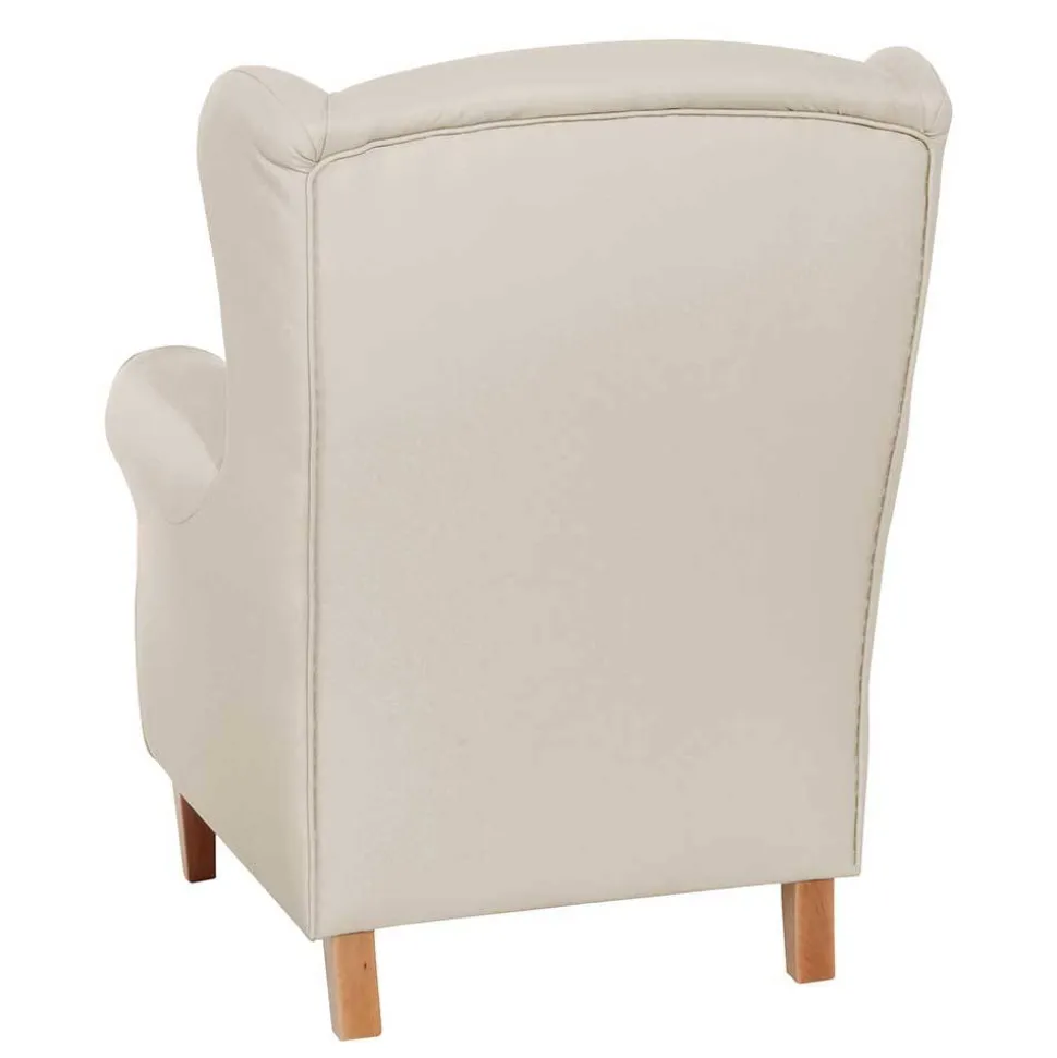 Kunstledersessel in Beige mit Buche Natur - Charleen