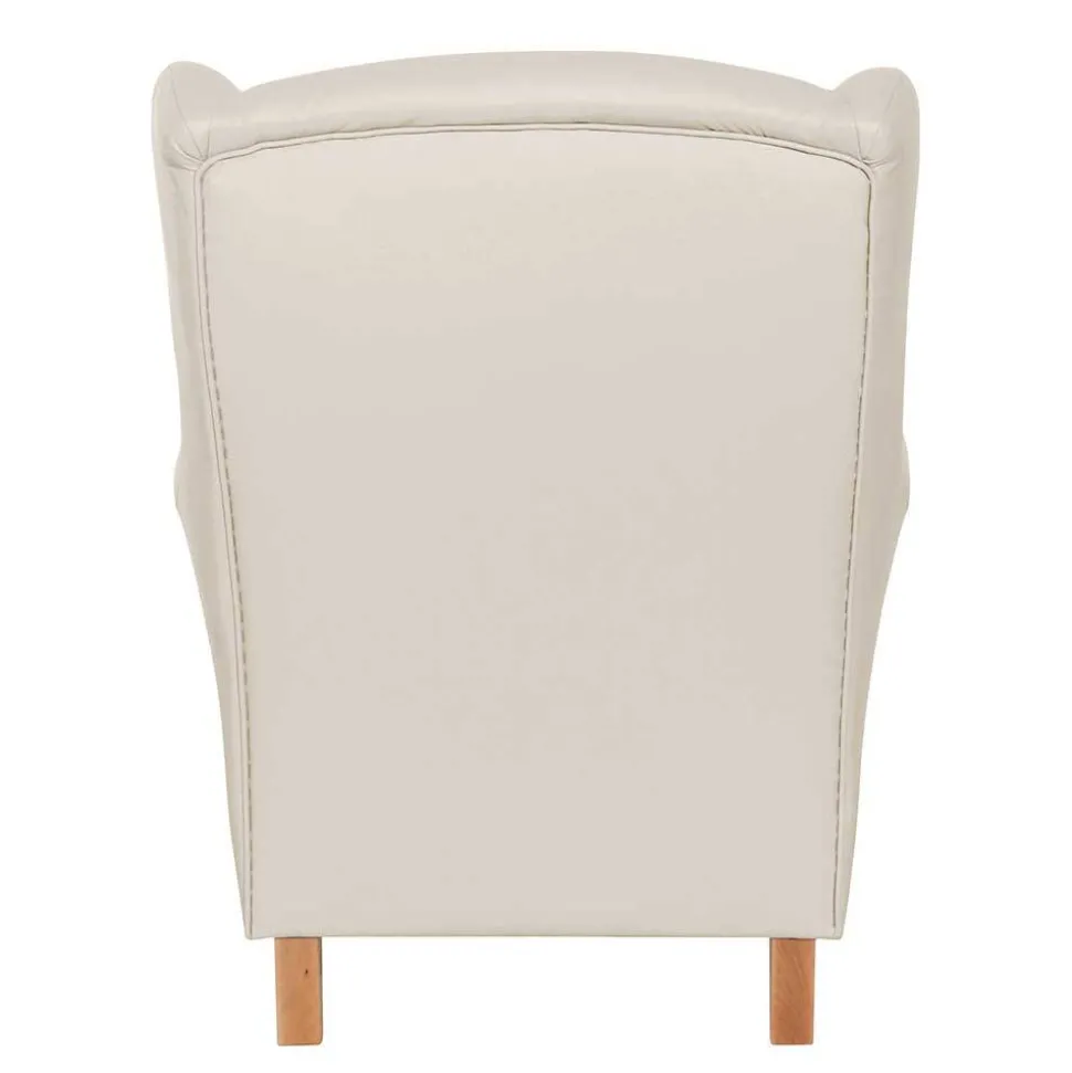 Kunstledersessel in Beige mit Buche Natur - Charleen