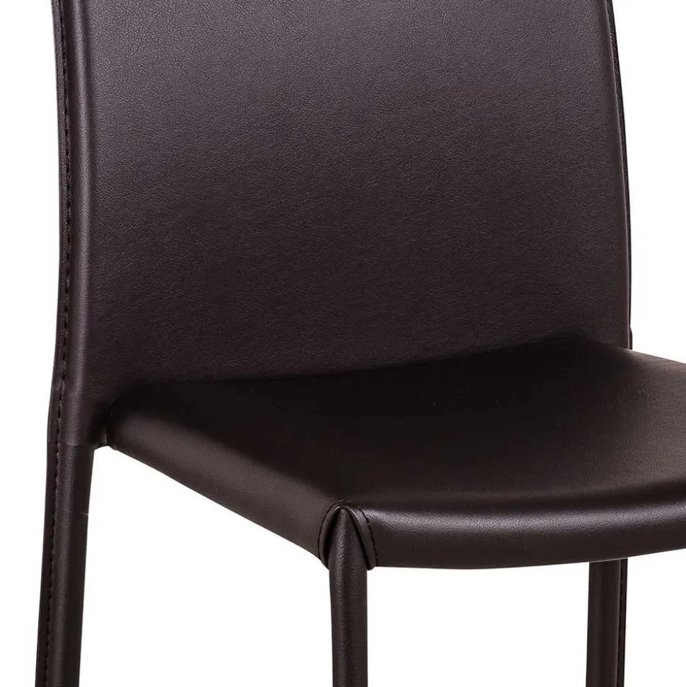 Kunstlederstuhl in Braun Badija als Stapelstuhl platzsparend (4er Set)